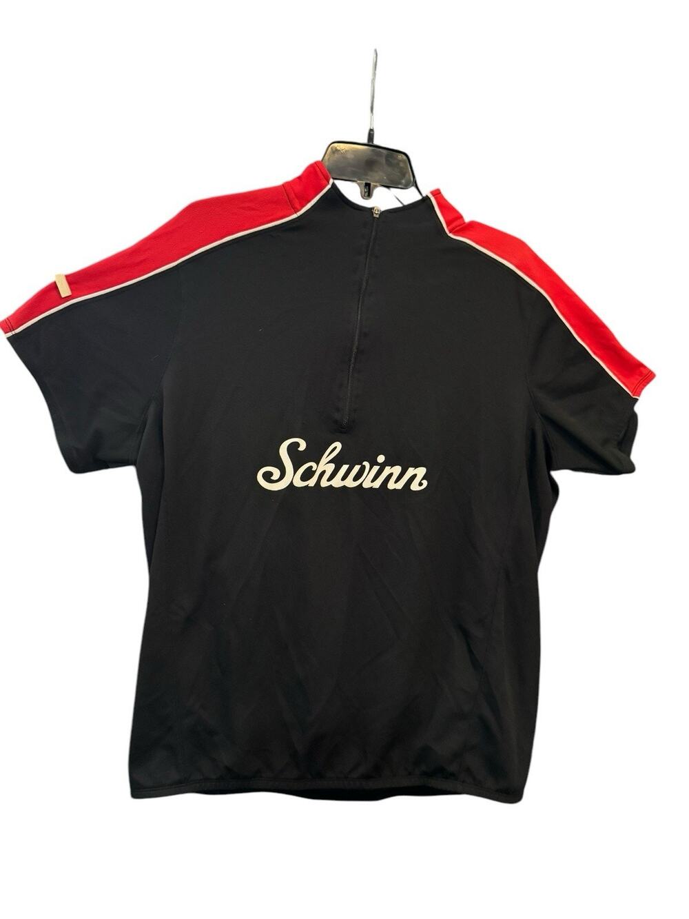 Schwinn Classic Black Red Bicycle Jersey 1/4 Zip Back Pockets Size Large